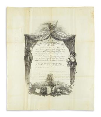 LEE, ROBERT E. Partly-printed vellum Document Signed, RELee, as Superintendent of the United States Military Academy,
